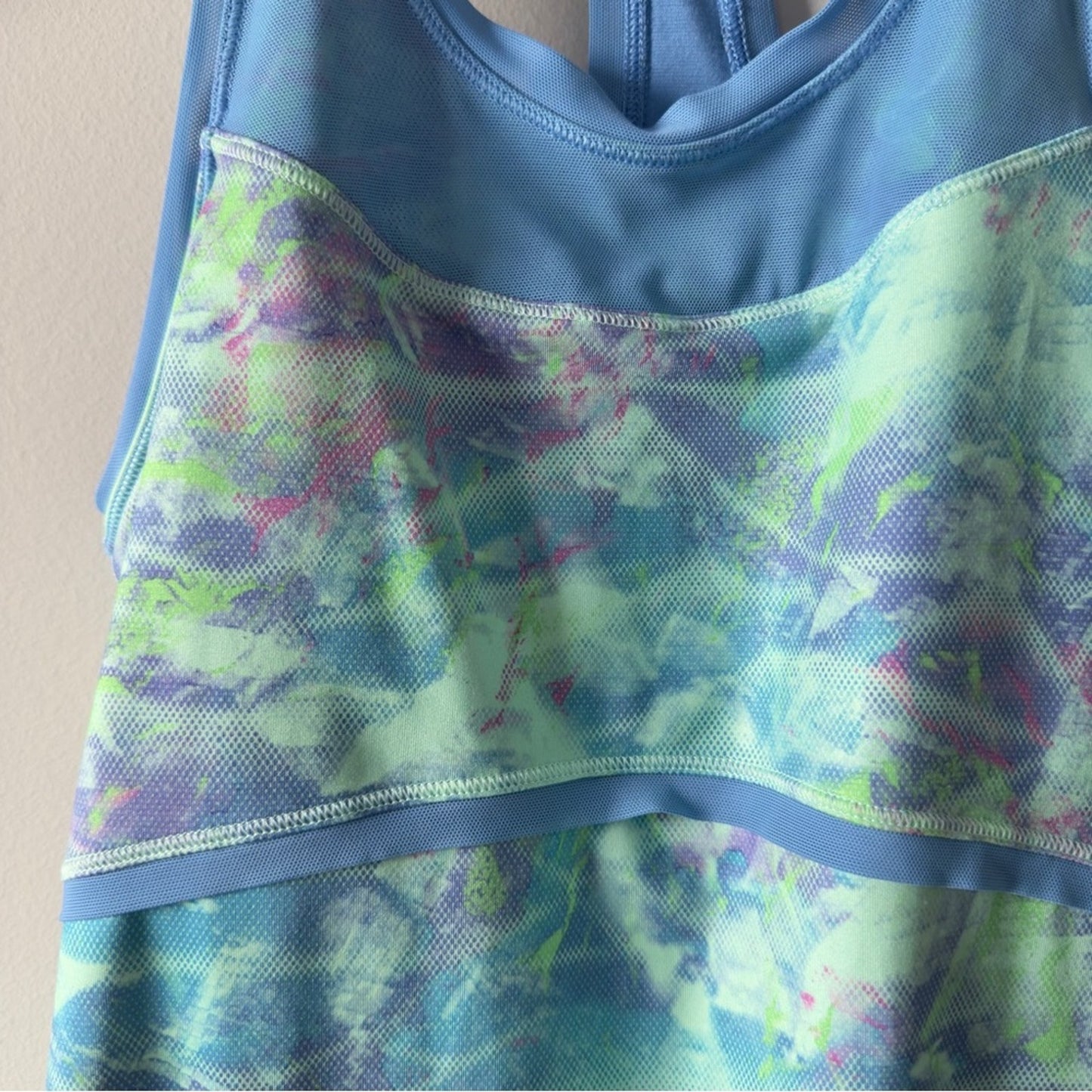 Ivivva by Lululemon Blue and Green Patterned Athletic Dress Mini Sleeveless EUC