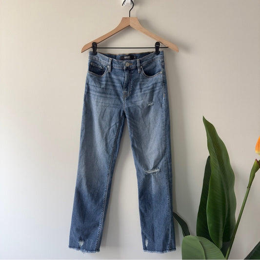 Hudson Nico Straight Jeans Blue Classic Denim distressed cotton blend stretch 27