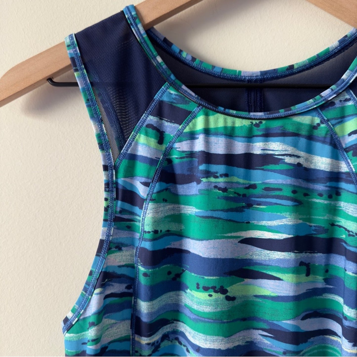 Lululemon Sculpt Tank in Seven Wonders Multi / Hero Blue Top Cut Out sleeveless