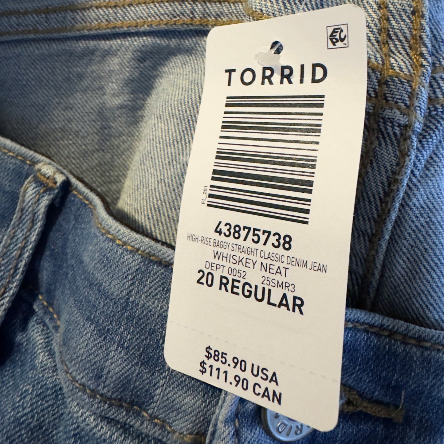 Torrid High-Rise Baggy Straight Classic Denim Jeans Distressed Medium Wash Zip