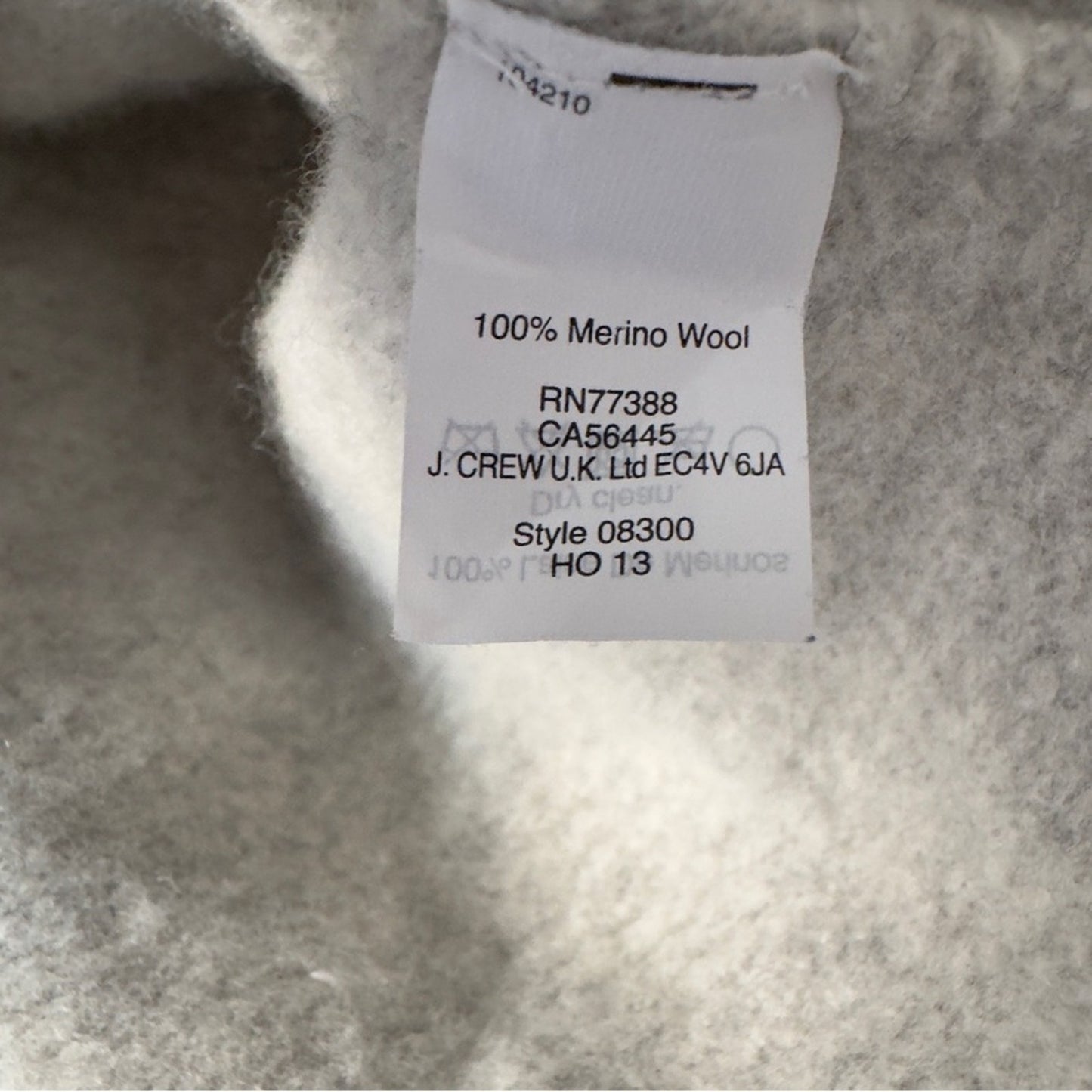 Madewell 100% Merino Wool Light Gray Crew Neck Sweater 3/4 Sleeve Grid Knit