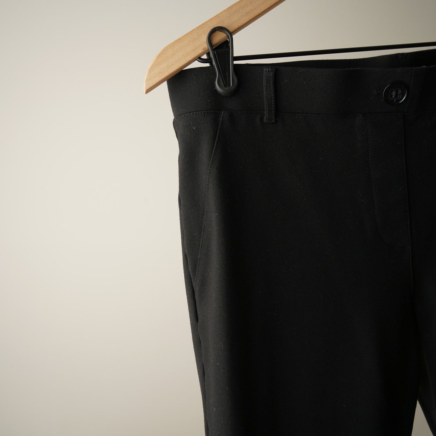 Betabrand Classic DPYP Dress Pant Yoga Pant Straight in Black Stretch Faux Fly L