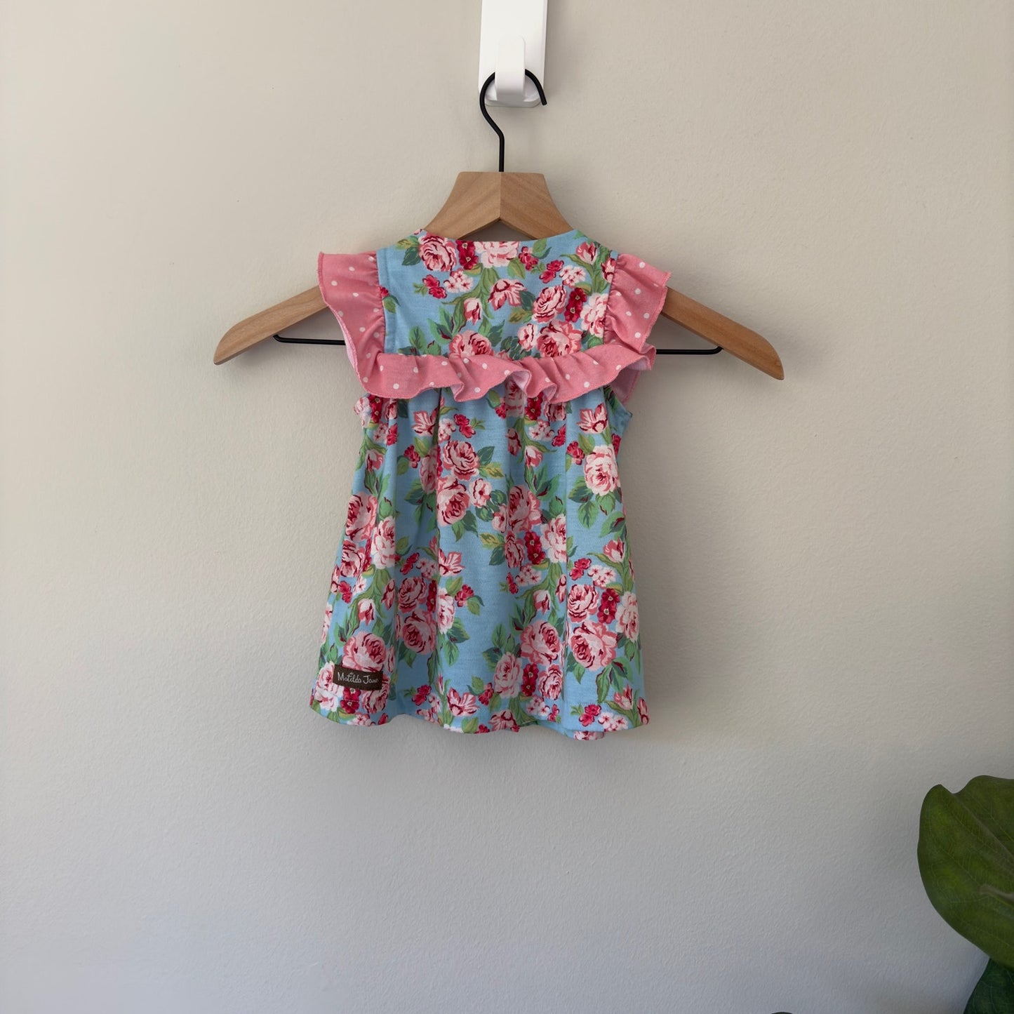 Matilda Jane Floral Button Down Girls’ Pajama Top Polka Dot Ruffle Polyester 2