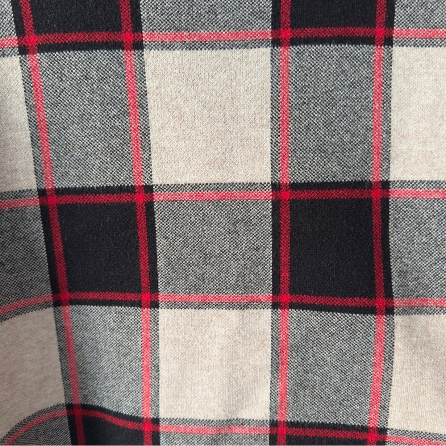 Rachel Zoe Red and Black Plaid Turtleneck Sweater Long Sleeve Checkered Winter M
