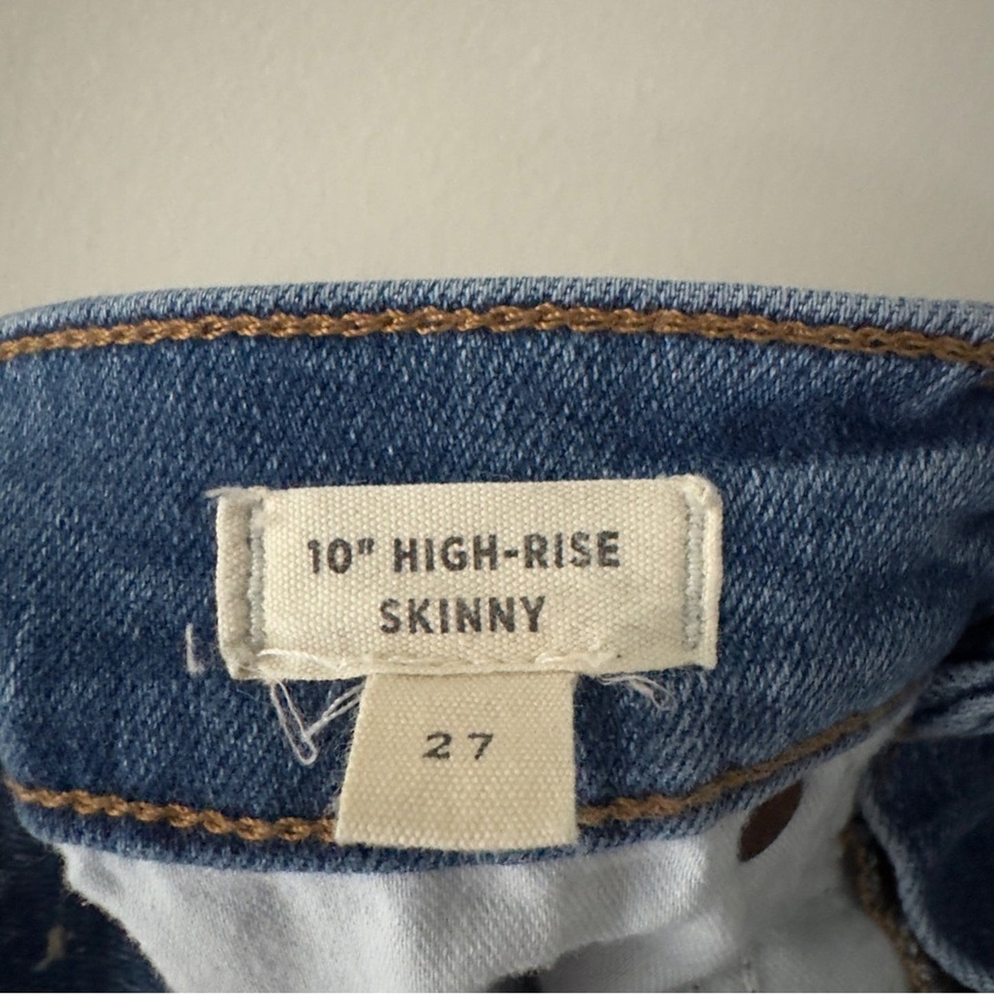 Madewell 10” High Rise Skinny Jeans Medium Wash Button Fly Pockets Stretch Logo