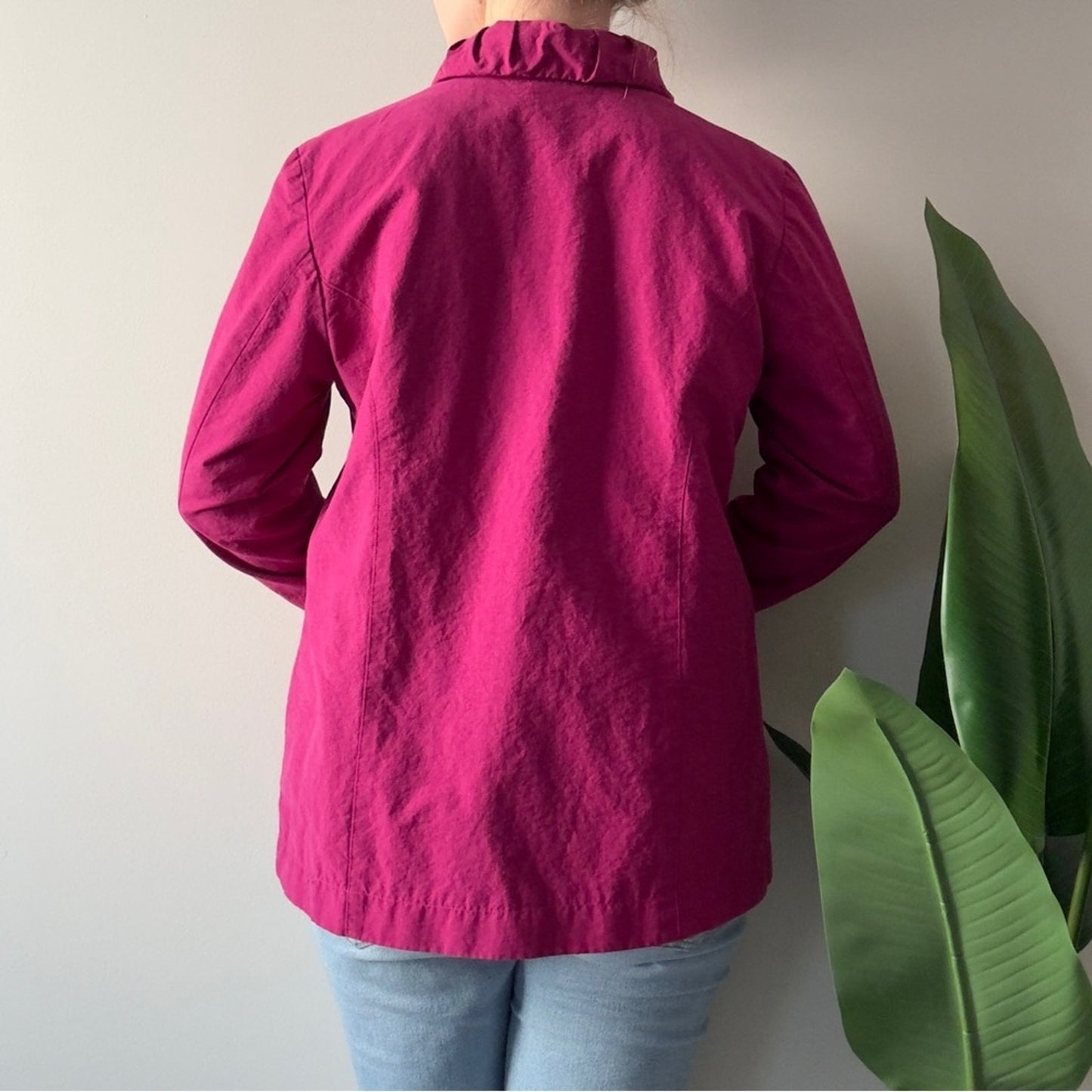 Chico’s 2000s Vintage Y2K Sparkly Vibrant Pink Button-Up Jacket Long Sleeve EUC