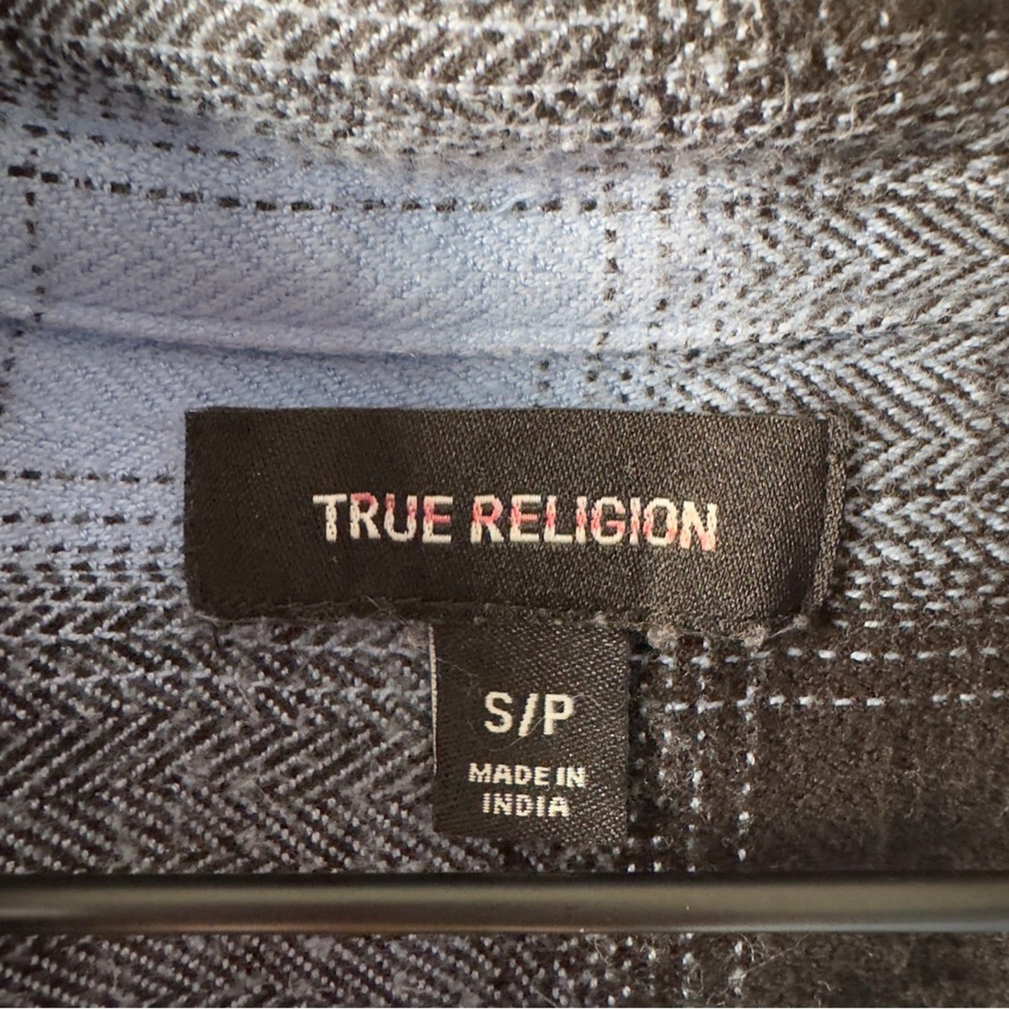 True Religion ombré flannel Plaid Button-down Shirt long sleeve collared pockets