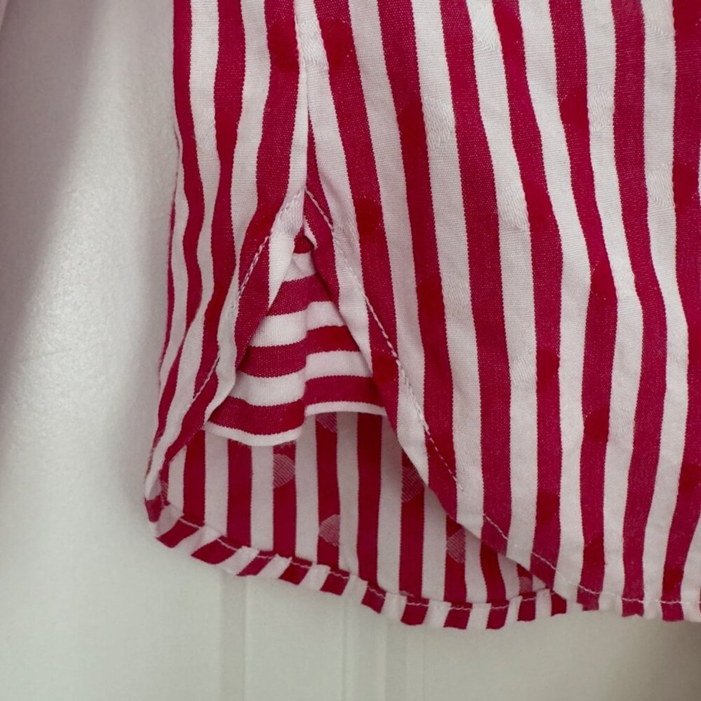 Vineyard Vines 100% Cotton Striped Ruffle Neck Button Down Top Long Sleeve 4