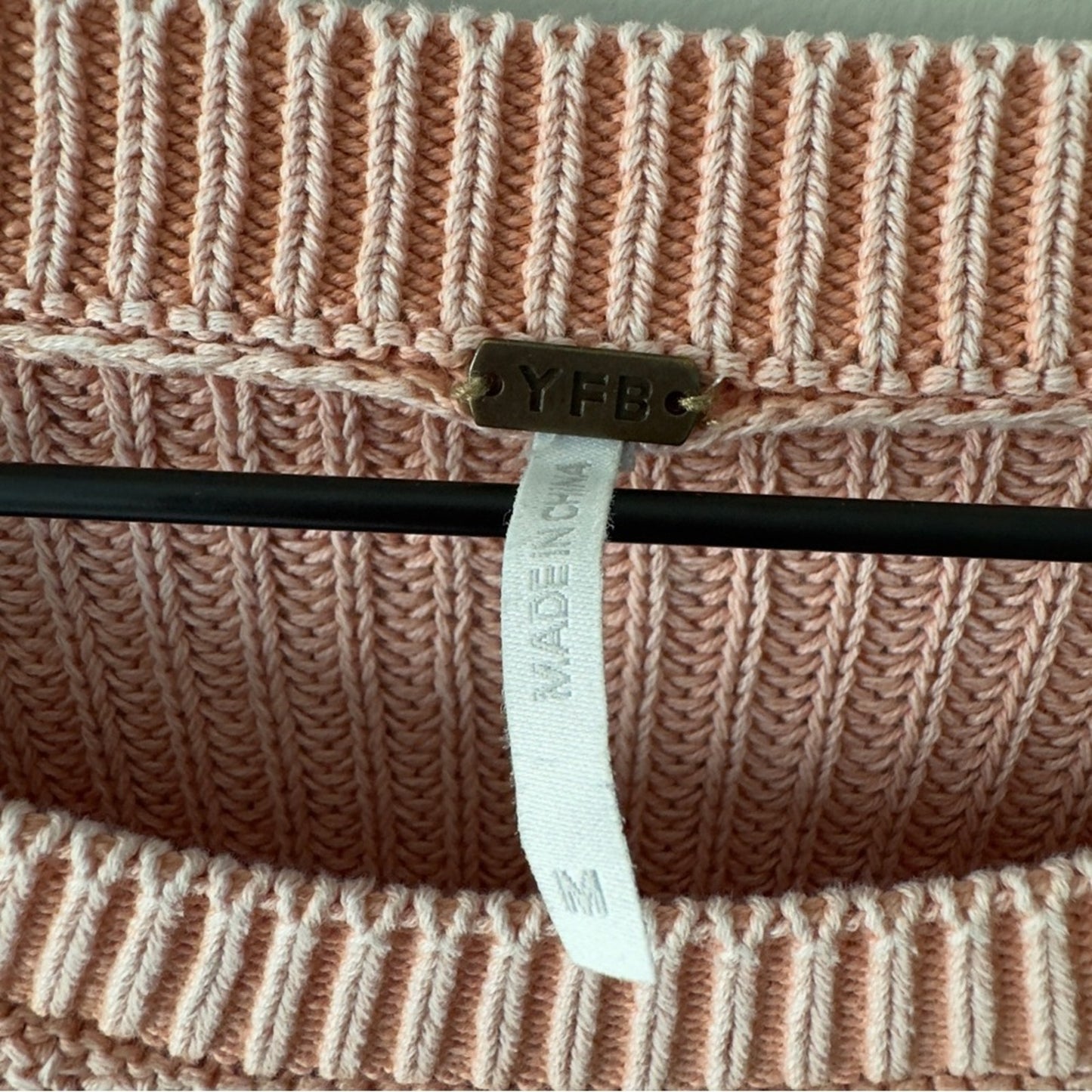 Young Fabulous & Broke 100% Cotton Pink Women's Sweater crew neck ribbed solid M
