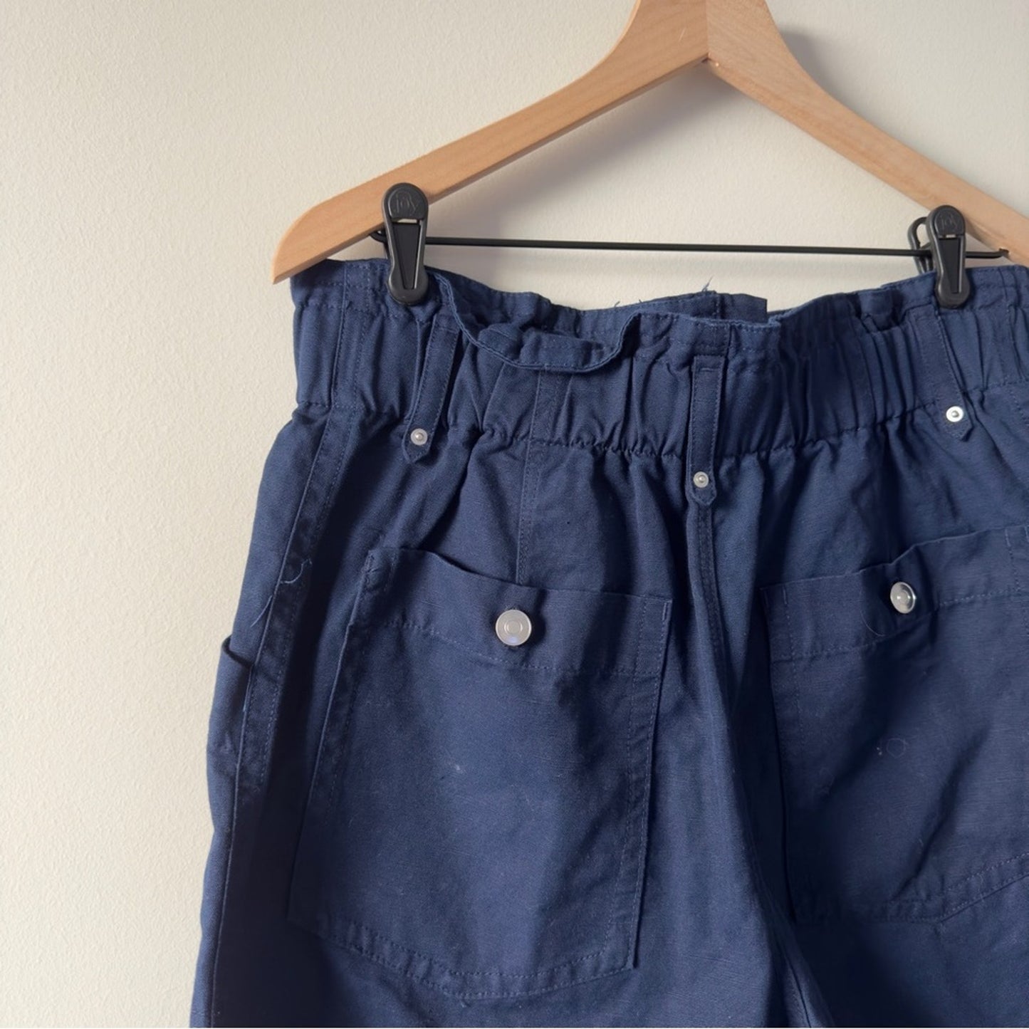 Banana Republic cotton/linen navy Blue Shorts paperbag waist zip up zipper front
