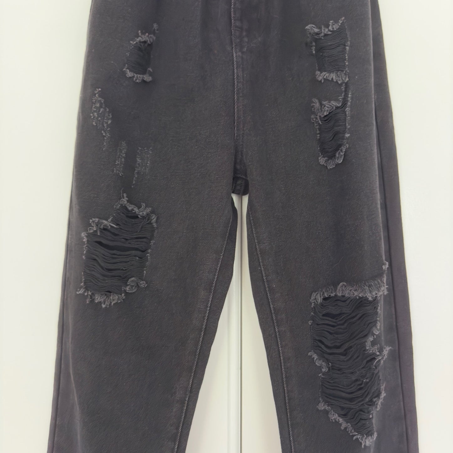 Princess Polly Open Road Paper bag Waist Jeans Black distressed pockets paperbag