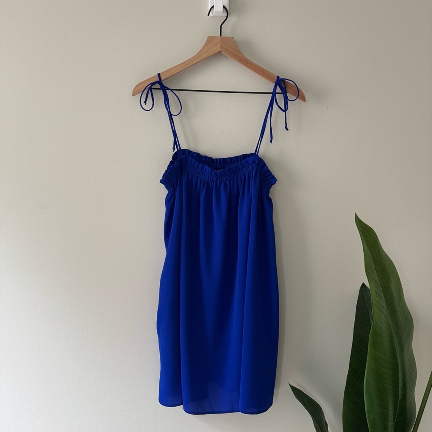 Show Me Your Mumu Angel Mini Dress Royal Blue Shift Tie spaghetti straps pockets