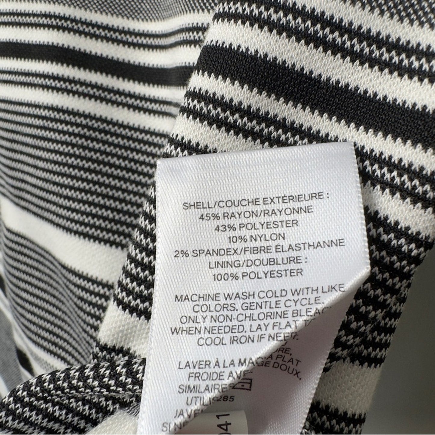 Express Gray and White striped Sheath Midi Dress V-Neck Cap Sleeves zip up slit