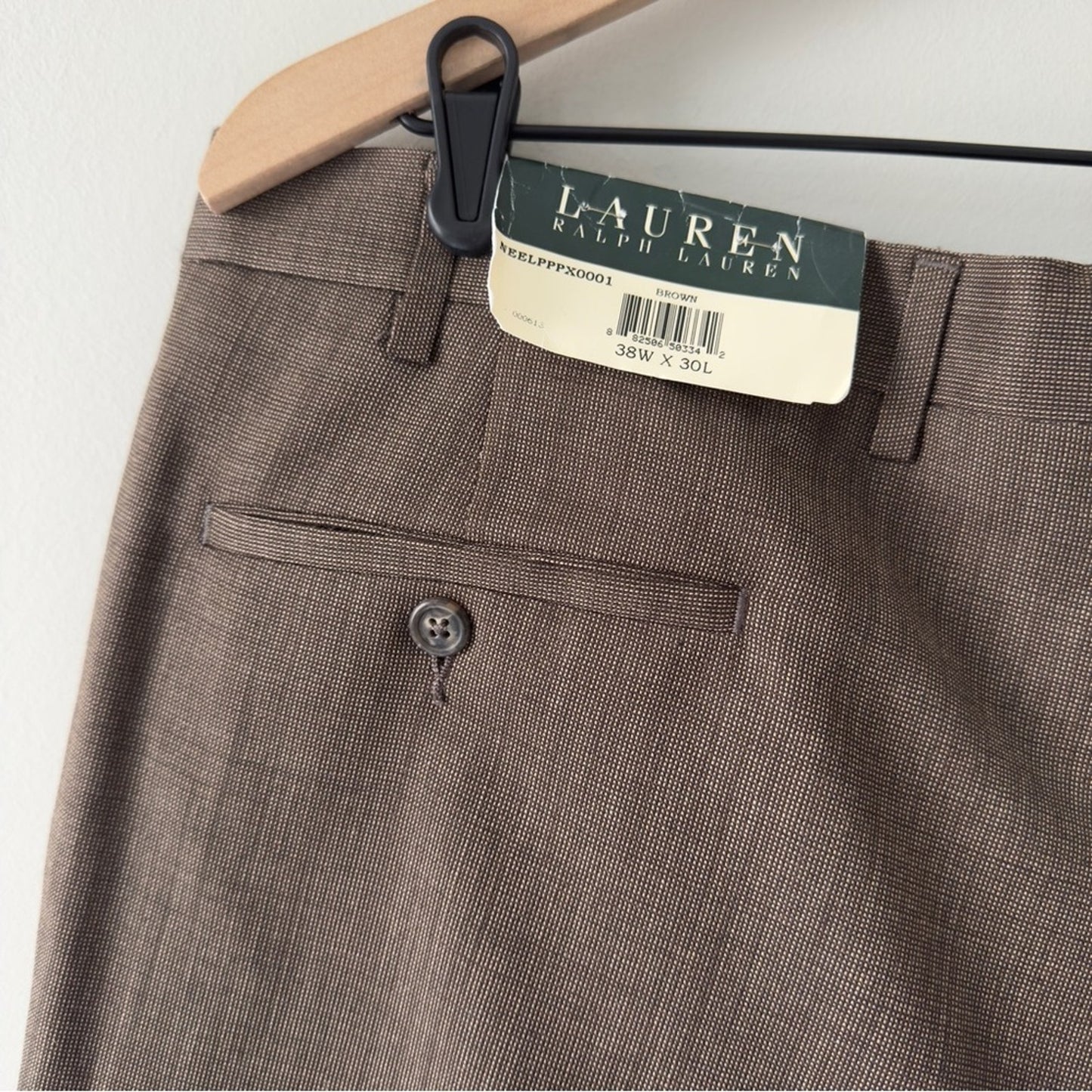 Vintage Lauren Ralph Lauren 100% Wool Dress Pants Brown Rolled Hem Pleated 90s