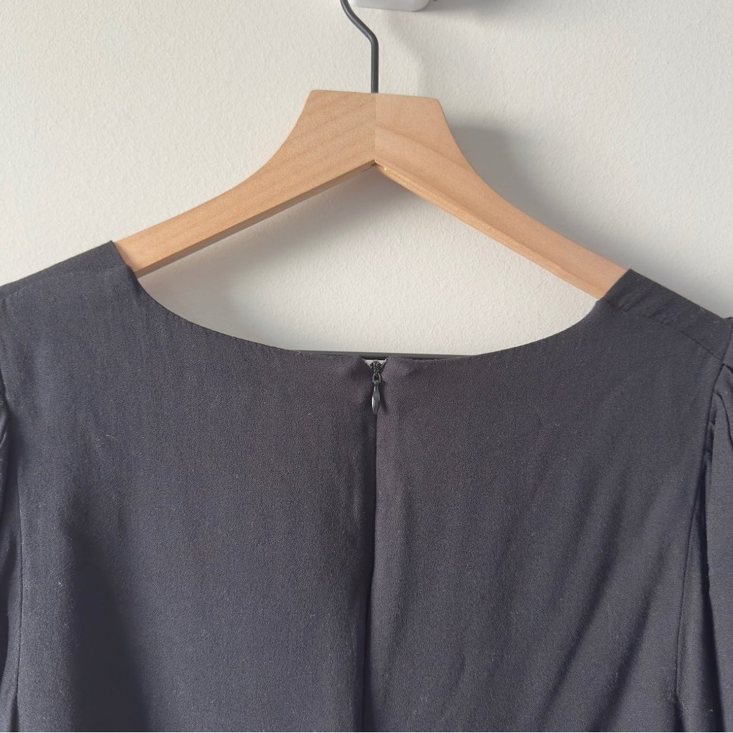 AFRM Revolve Black Babydoll Top Long Sleeve Zip Up Zipper Sweetheart Neckline M