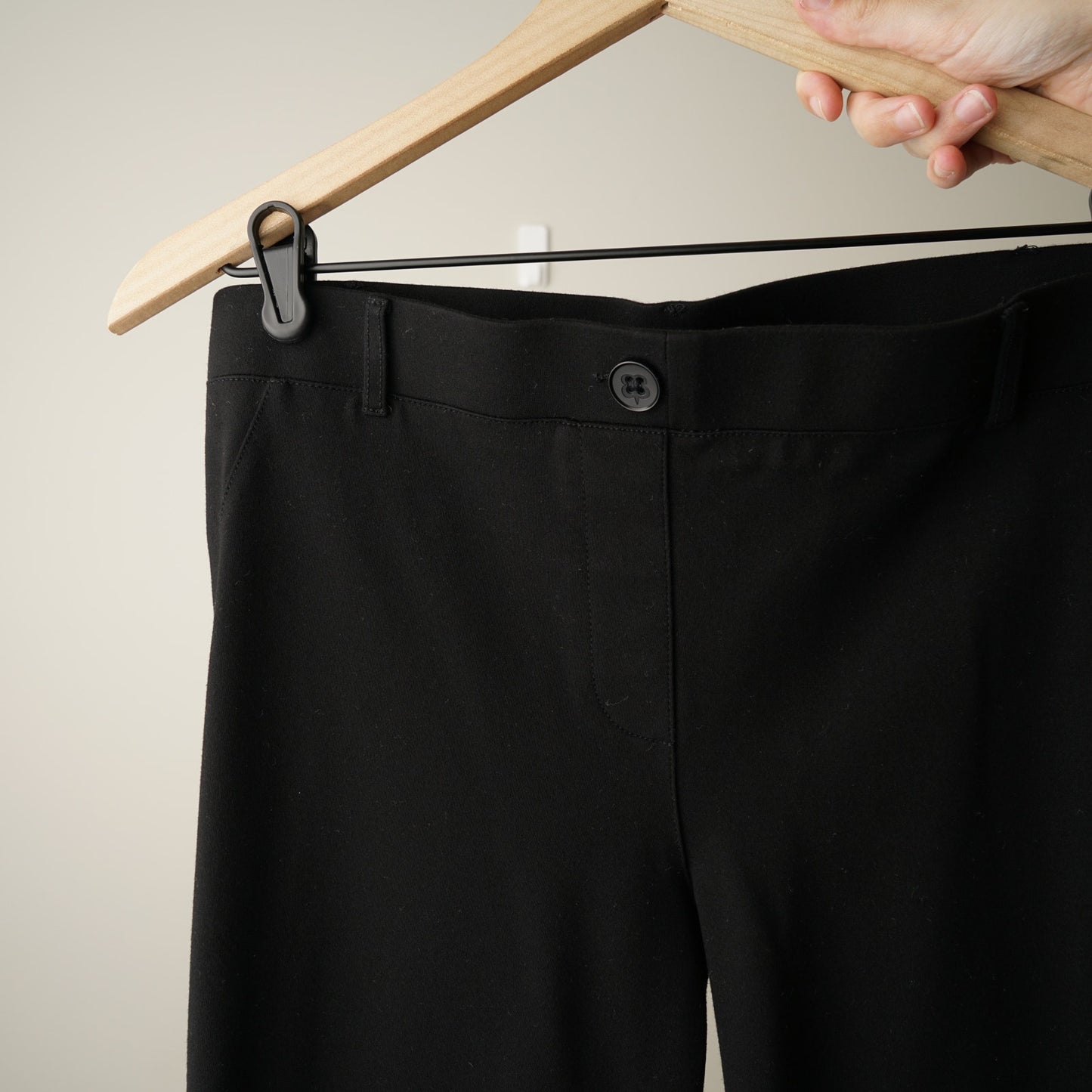 Betabrand Classic DPYP Dress Pant Yoga Pant Straight in Black Stretch Faux Fly L