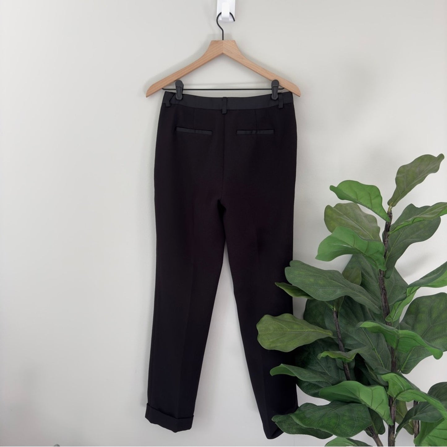 Madewell Satin Waist Pockets Business Casual Pants Belt Loops Black Office Work