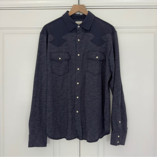 Fossil Snap Front Button Down Collared Shirt Western Cowboy Pockets Long Sleeve