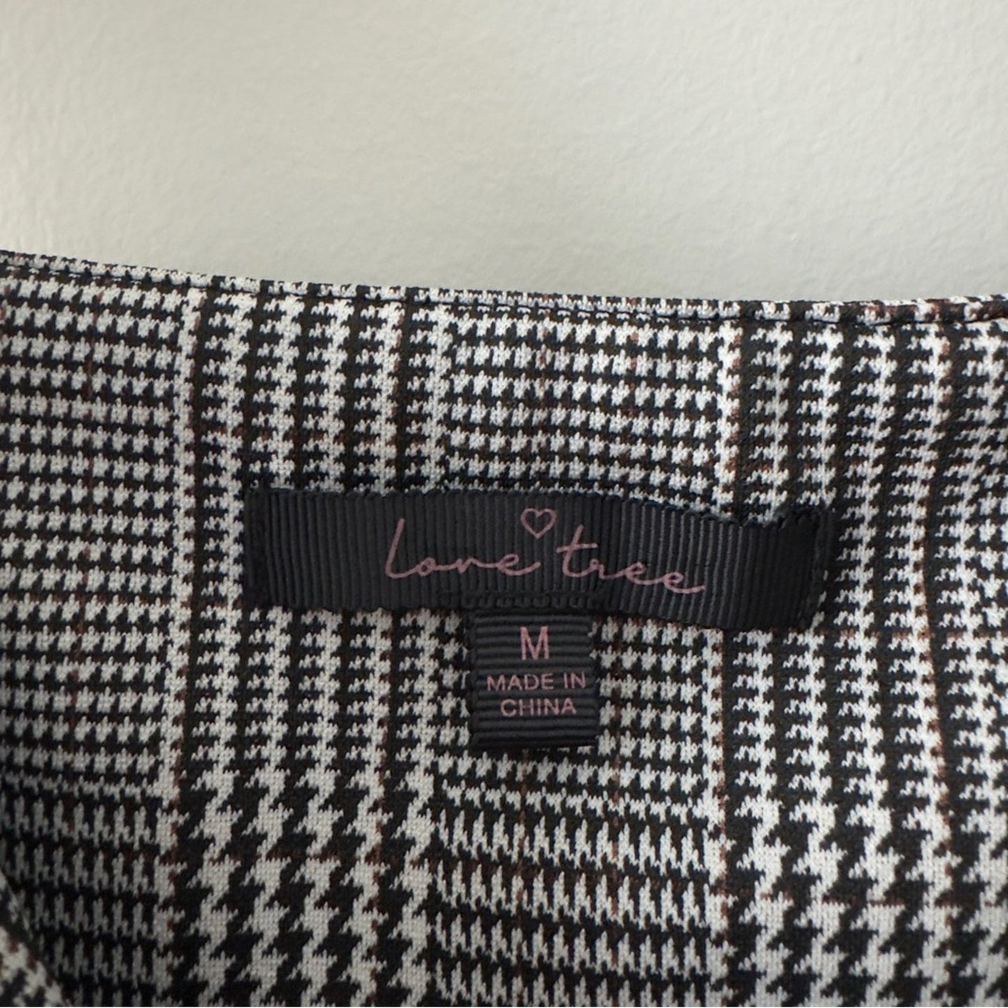 Love Tree Pinafore Plaid Black White mini Dress Full Zip Front Circle Zipper EUC