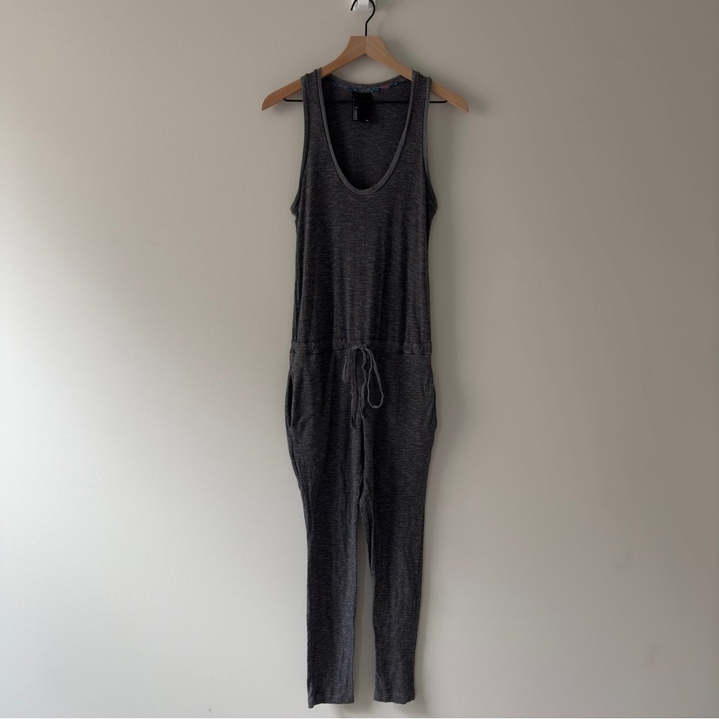 Anthropologie Dolan T-Shirt Jumpsuit adjustable tie waist pockets scoop neck XS