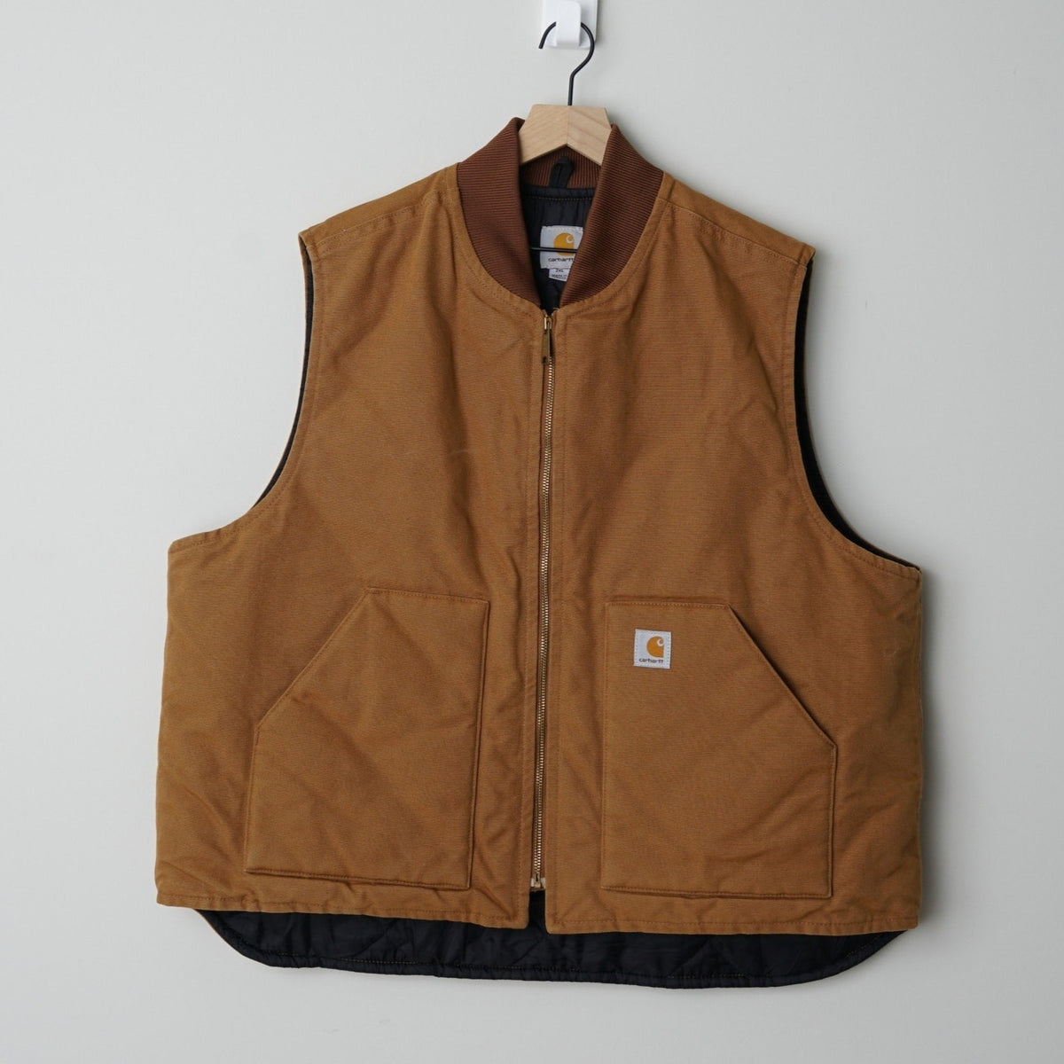 Carhartt Men's Iconic V01 Firm Duck Vest in Brown Canvas 100% Cotton Shell Zip