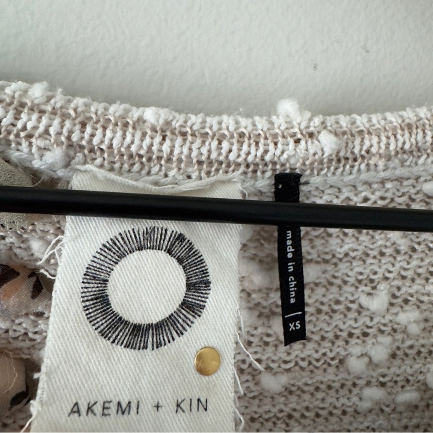 Anthropologie Akemi + Kin Cream Gray White Ribbon Embellished Knit Sweater Top
