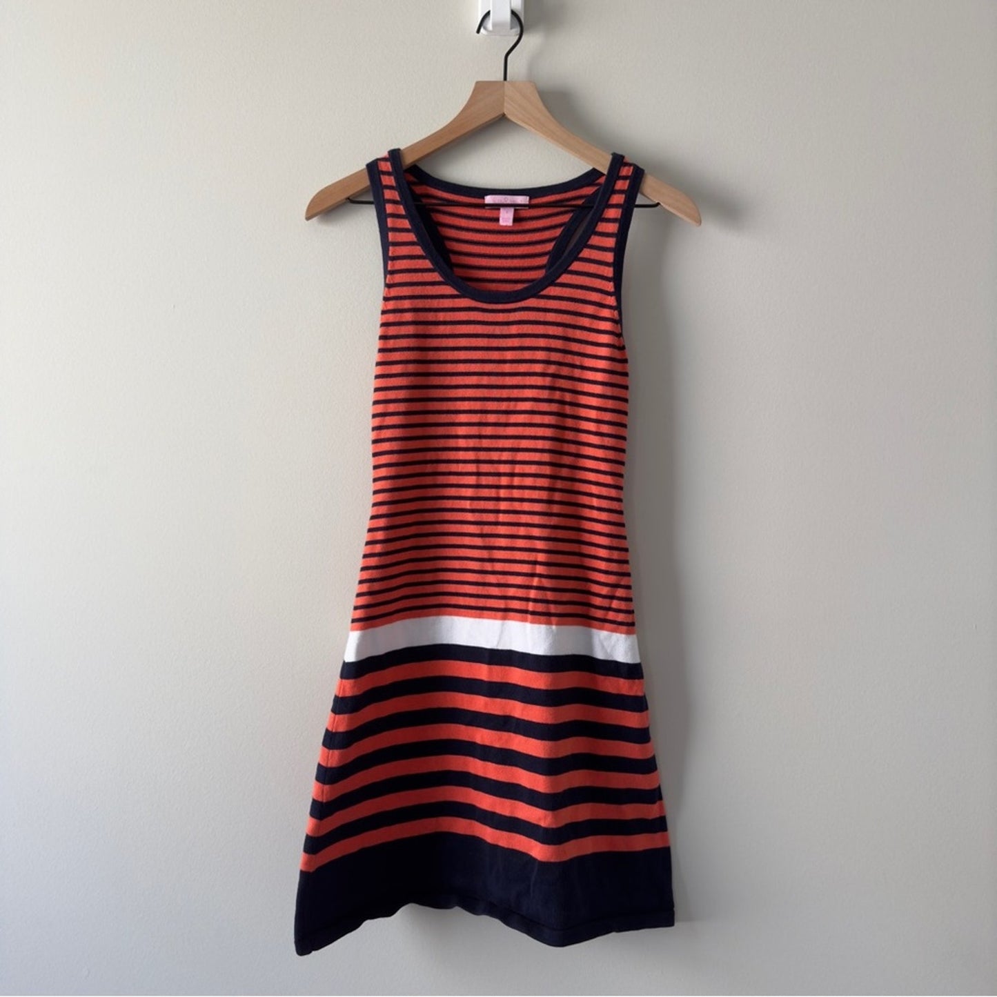 Lilly Pulitzer 100% cotton Knit Mini dress retro striped sleeveless Racerback S