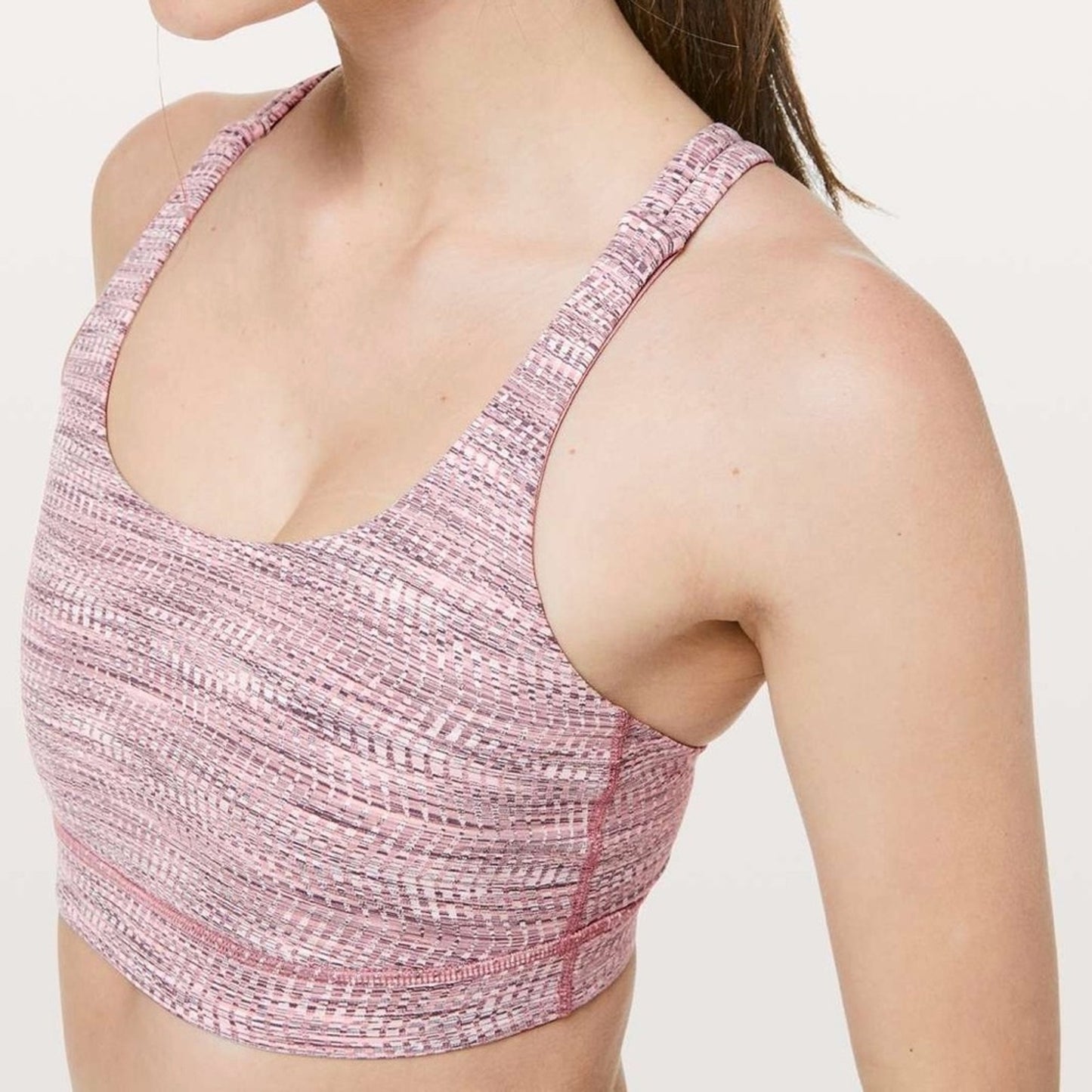 Lululemon Energy Bra in Arrow Jacquard Antique Bark Copper Coil sports Strappy
