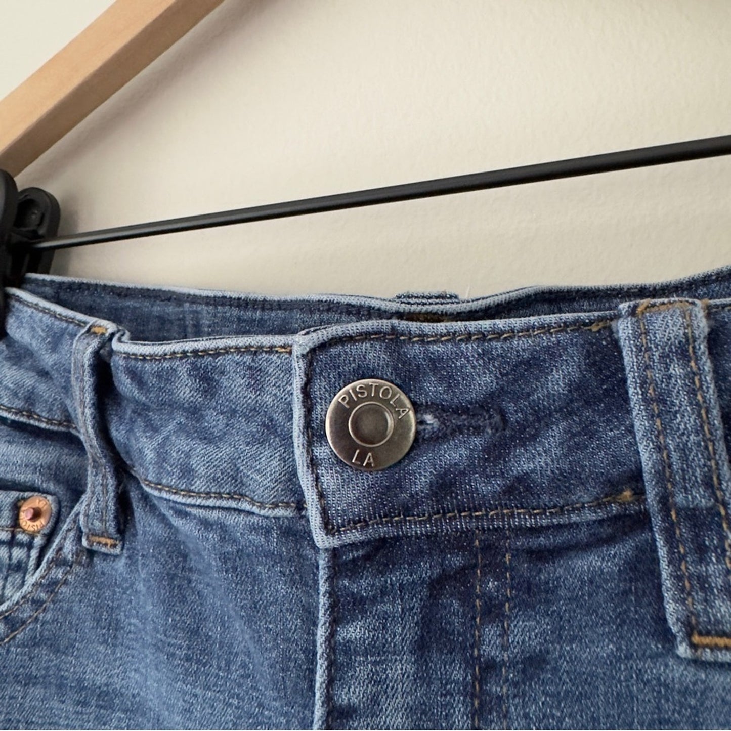 Pistola Medium Wash Skinny Jeans 5-Pocket Solid Denim Belt Loops Zipper Button