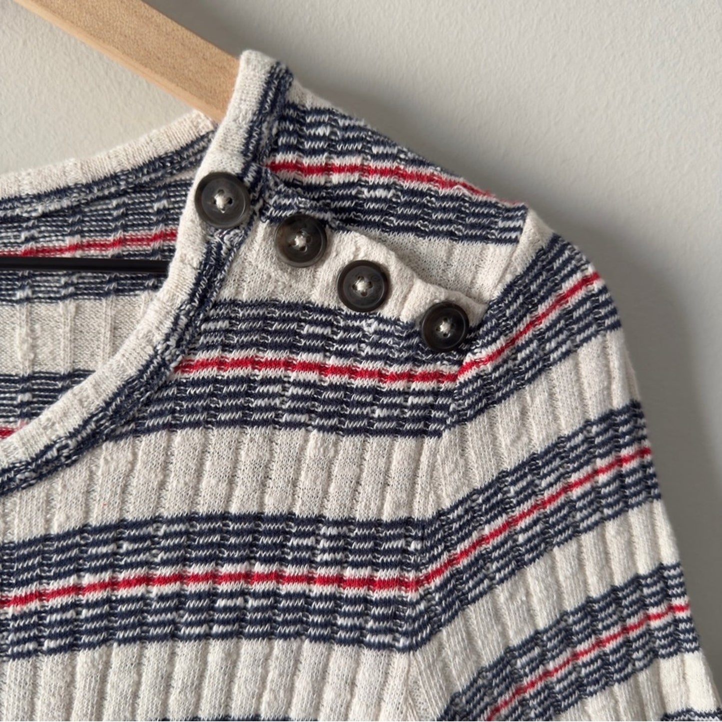 Madewell Ribbed Striped Knit Dress Short Sleeve Bodycon crew neck preppy buttons