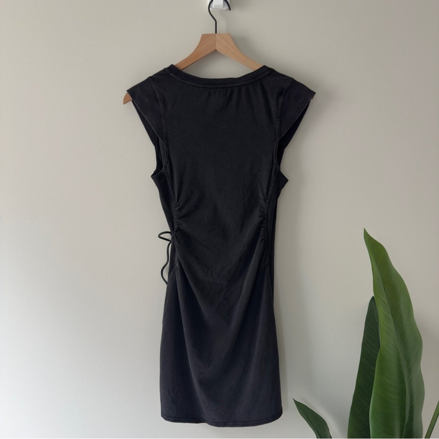Daily Practice by Anthropologie Montauk V-Neck Dress Black Wrap Mini Cotton Tie