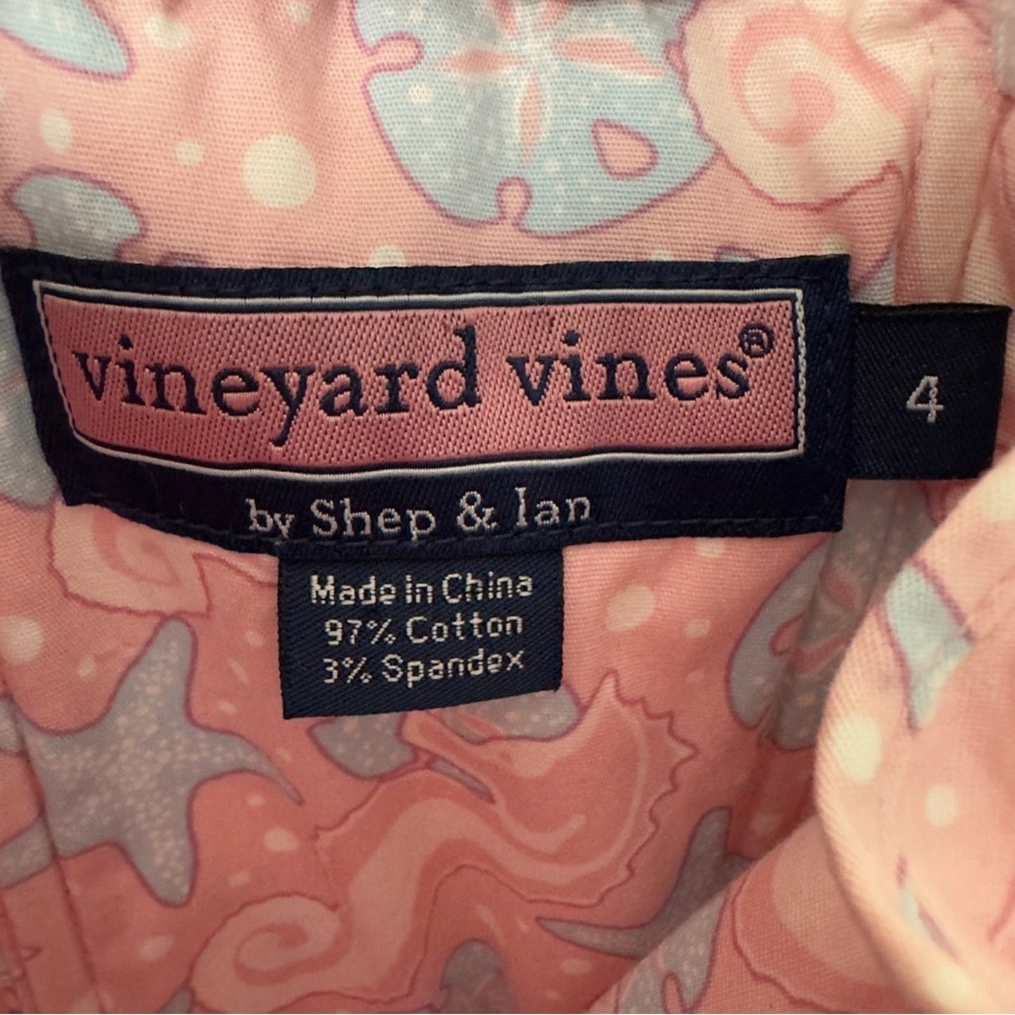 Vineyard Vines Seahorse Print Y2K Strapless Pink mini Dress sand dollar starfish