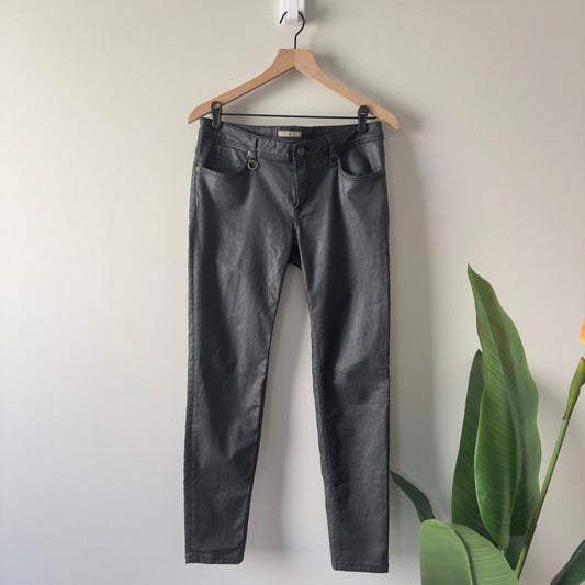 Burberry Brit Westbourne Skinny Ankle Pants Faux Leather Zip Button  5-Pocket 32