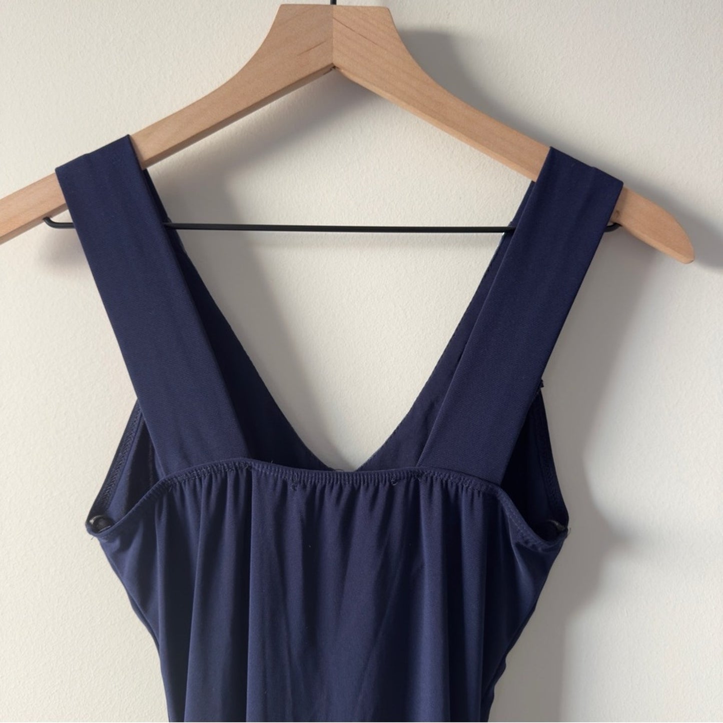 Vintage 2000s Papaya Navy Ruched Embellished Bodycon Mini Dress V-Neck Y2K Blue