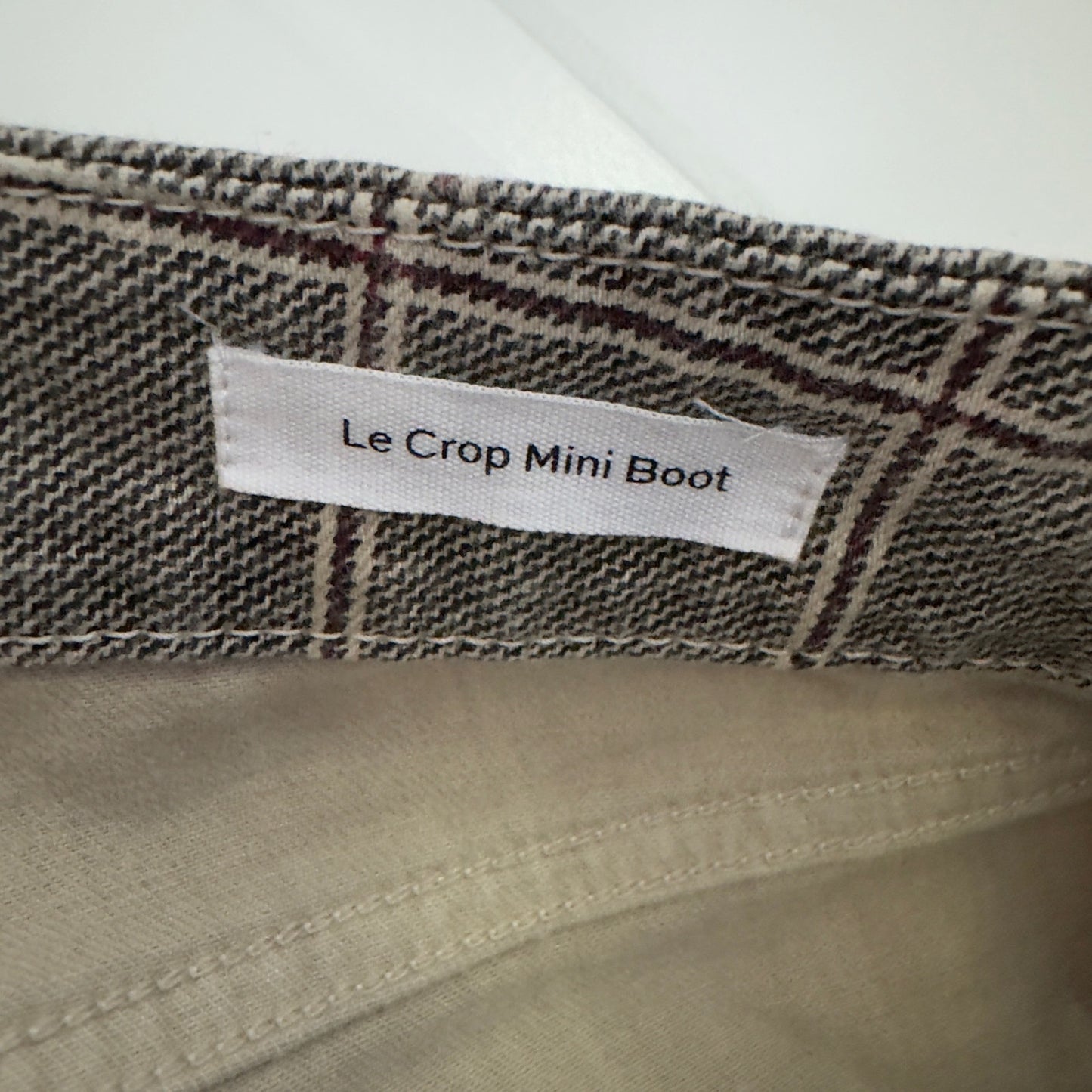 Frame Le Crop Mini Boot Pants plaid cotton blend pockets zipper button stretch