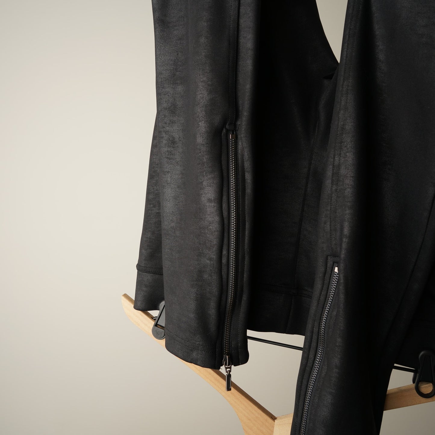 Free People Subtle Metallic Inner Zipper Ankle Pants Black Elastic Waist Stretch