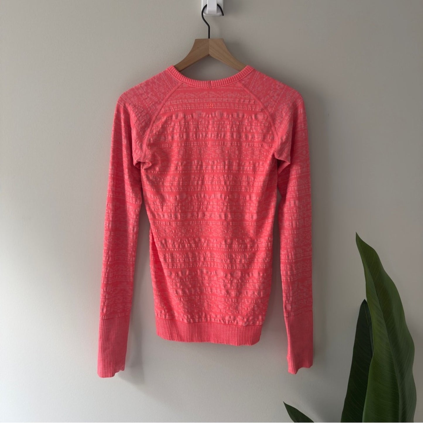 Lululemon Rest Less Pullover in Heathered Electric Coral Athletic Top Thumbholes