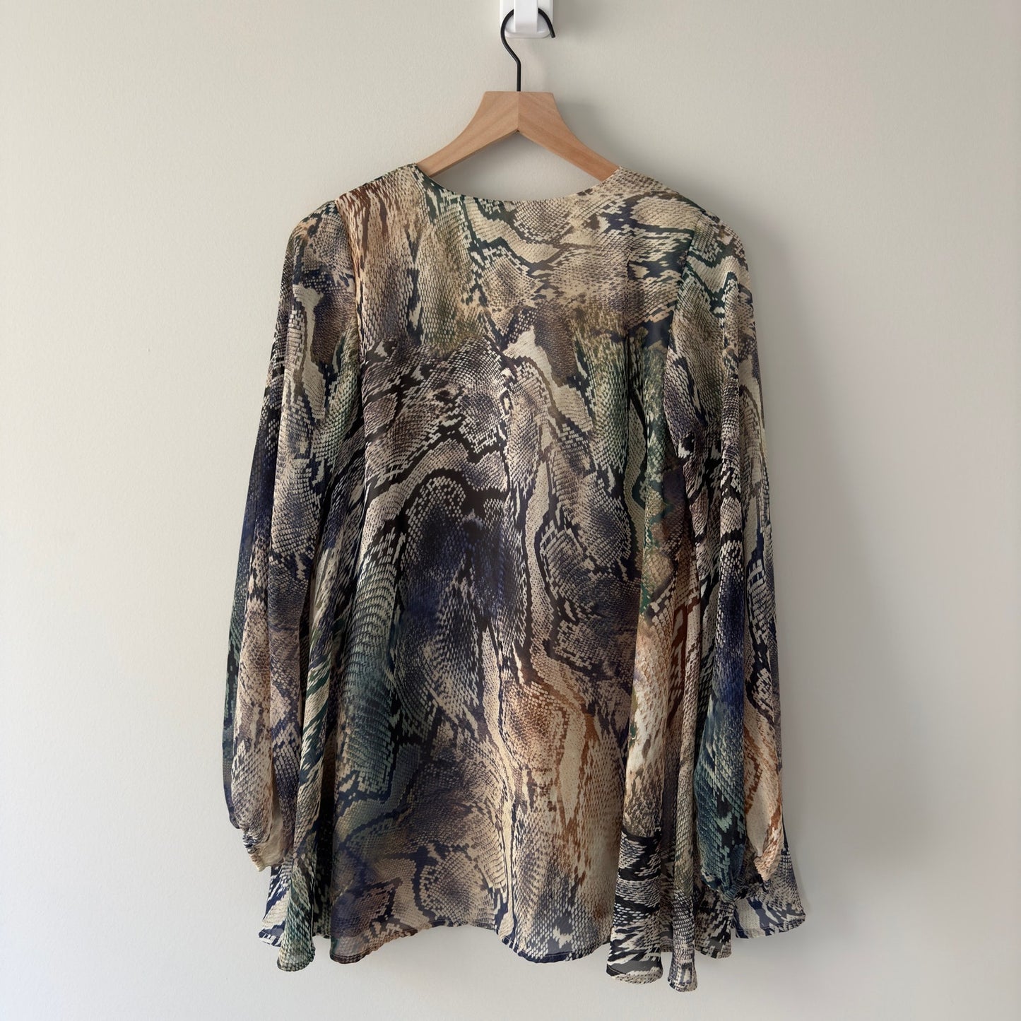 Show Me Your Mumu Snakeskin Print Long Sleeve Mini Dress V-Neck Button Lined XS