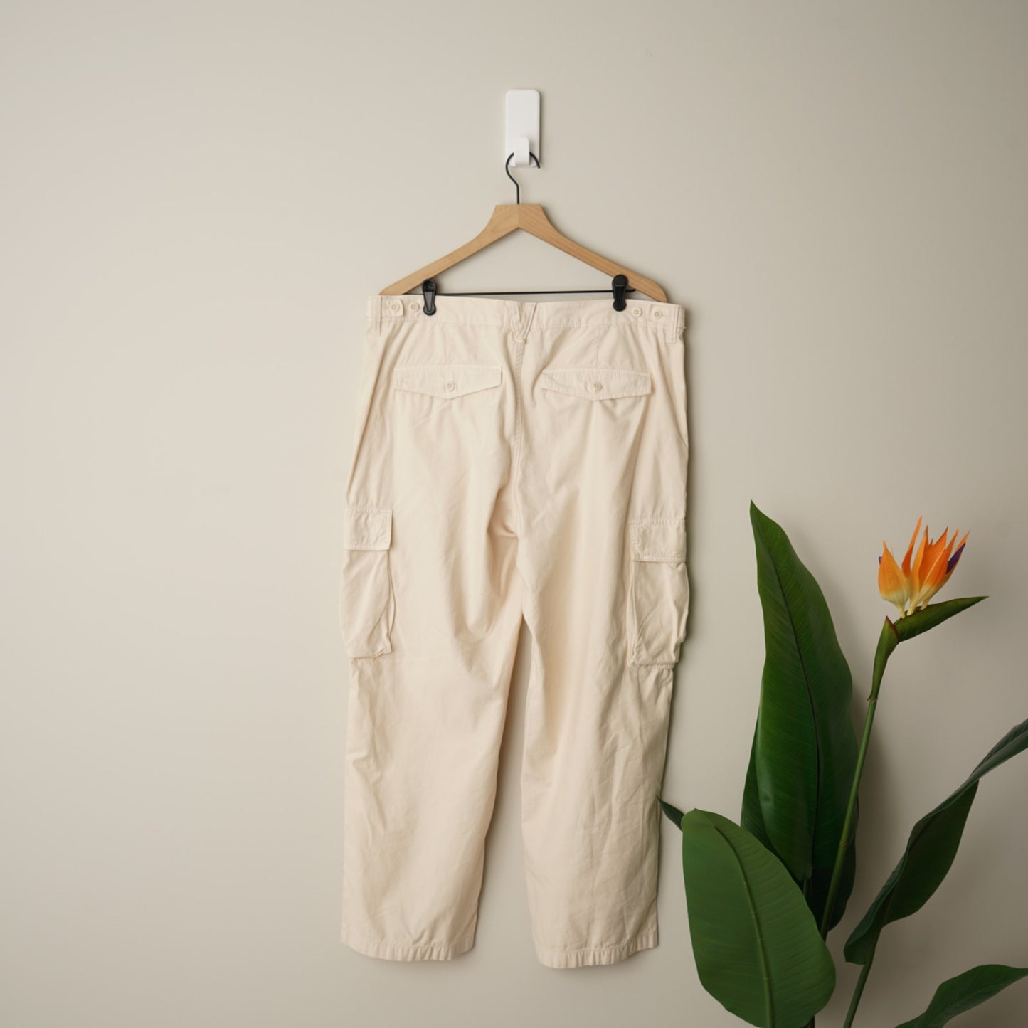 Madewell Low-Slung Cargo Pants Beige Pockets Straight Leg Cotton Blend Y2K Solid