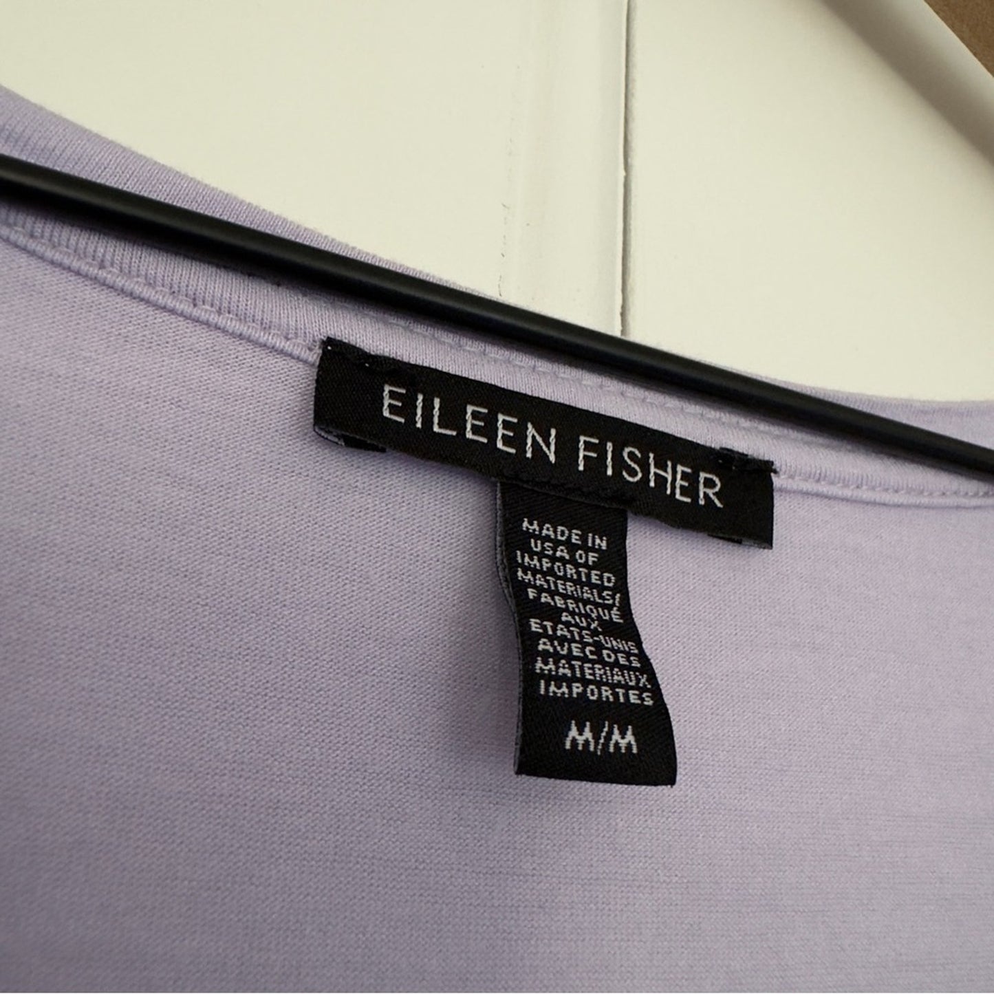 Eileen Fisher Lavender short sleeve mini shift dress solid stretch round neck M