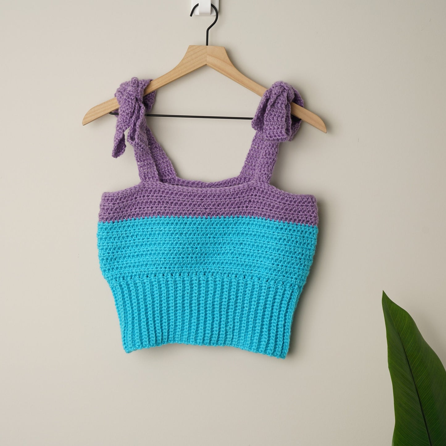 Handmade Crochet Babydoll Tank Top Crop Sleeveless Bows Cropped Colorblock S/M