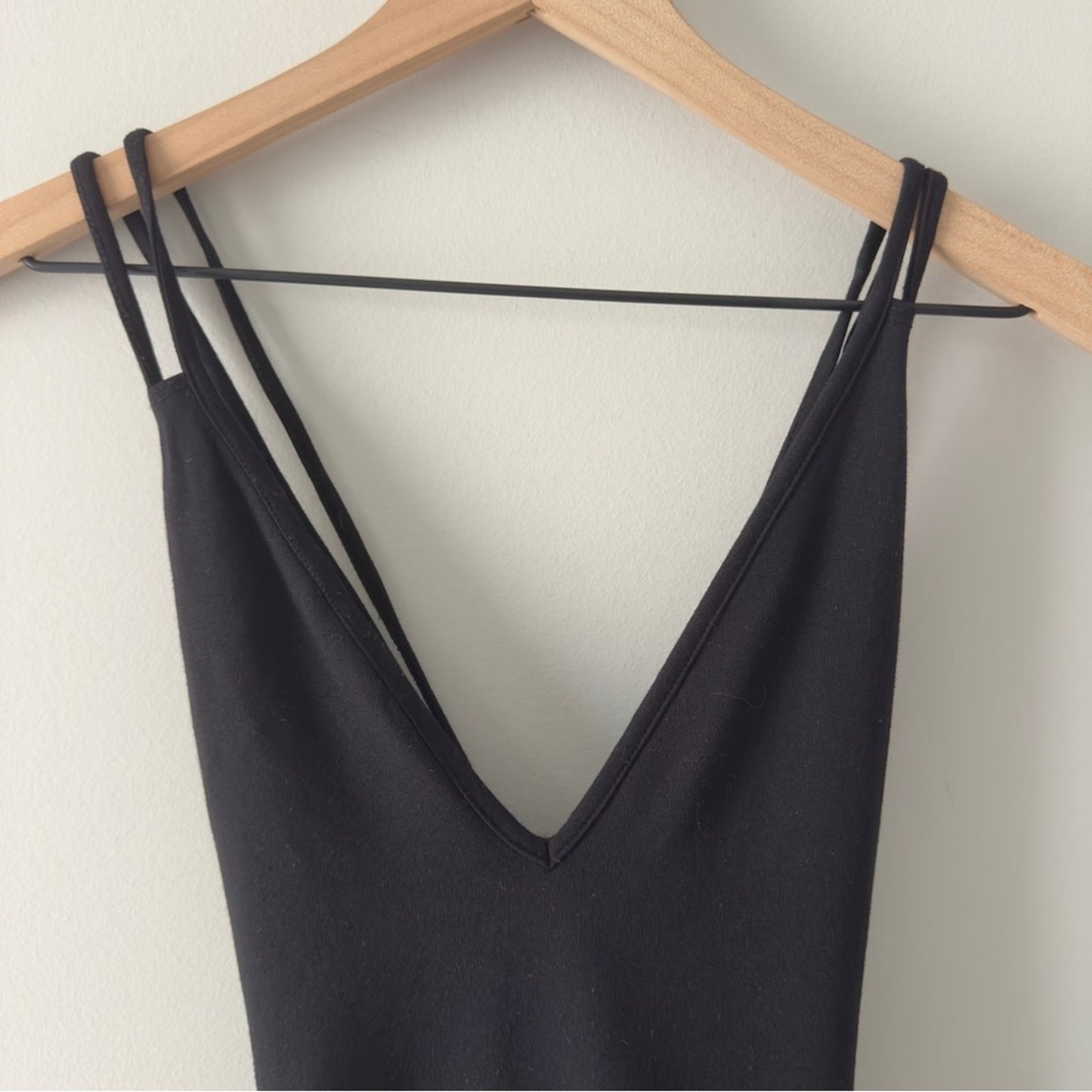 Charlotte Russe Black Strappy Bodysuit Tie Back One Piece Spaghetti Strap Solid