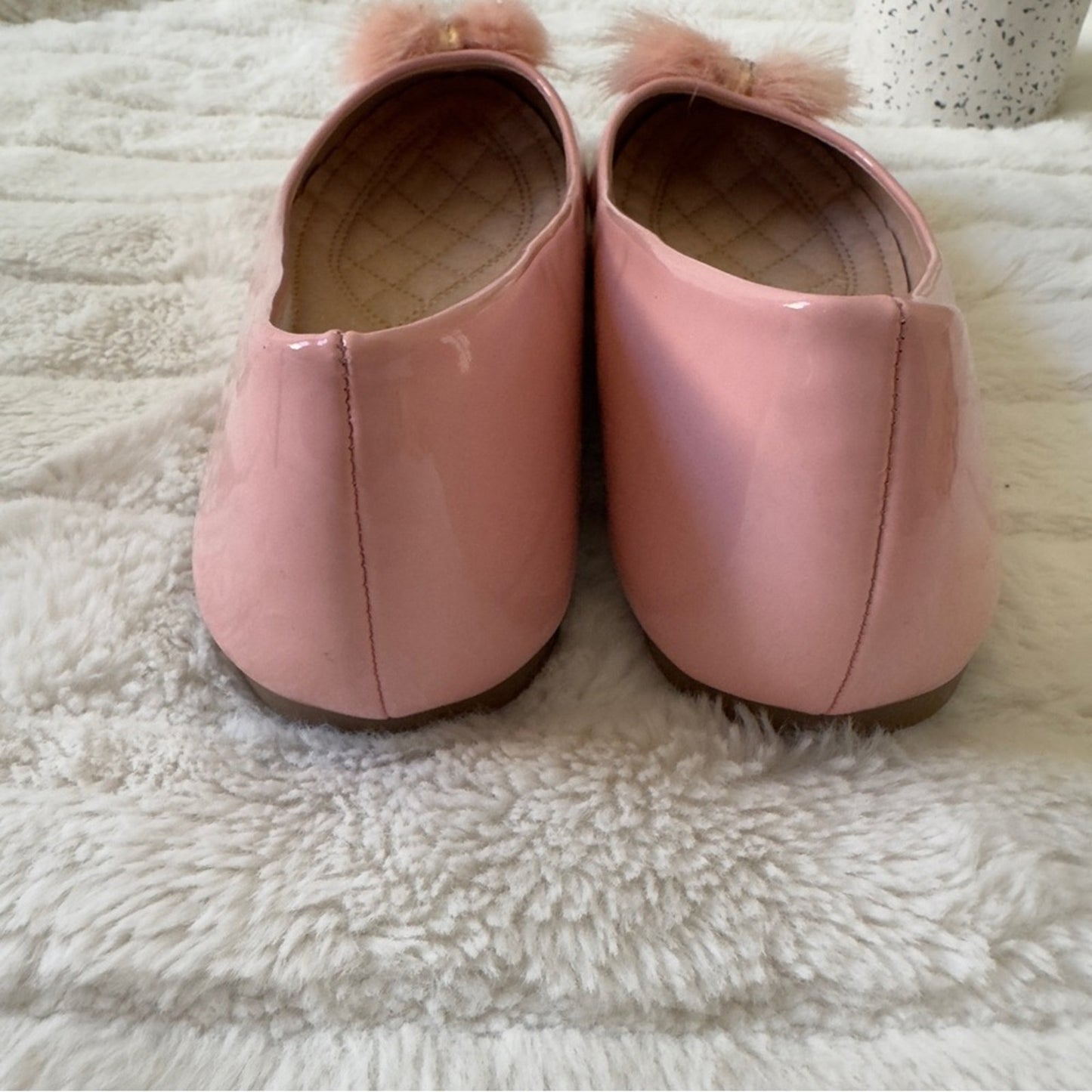 Forever Blush Flats with Rhinestone Pom Poms Ballet Y2K Girly Princess Regina 9