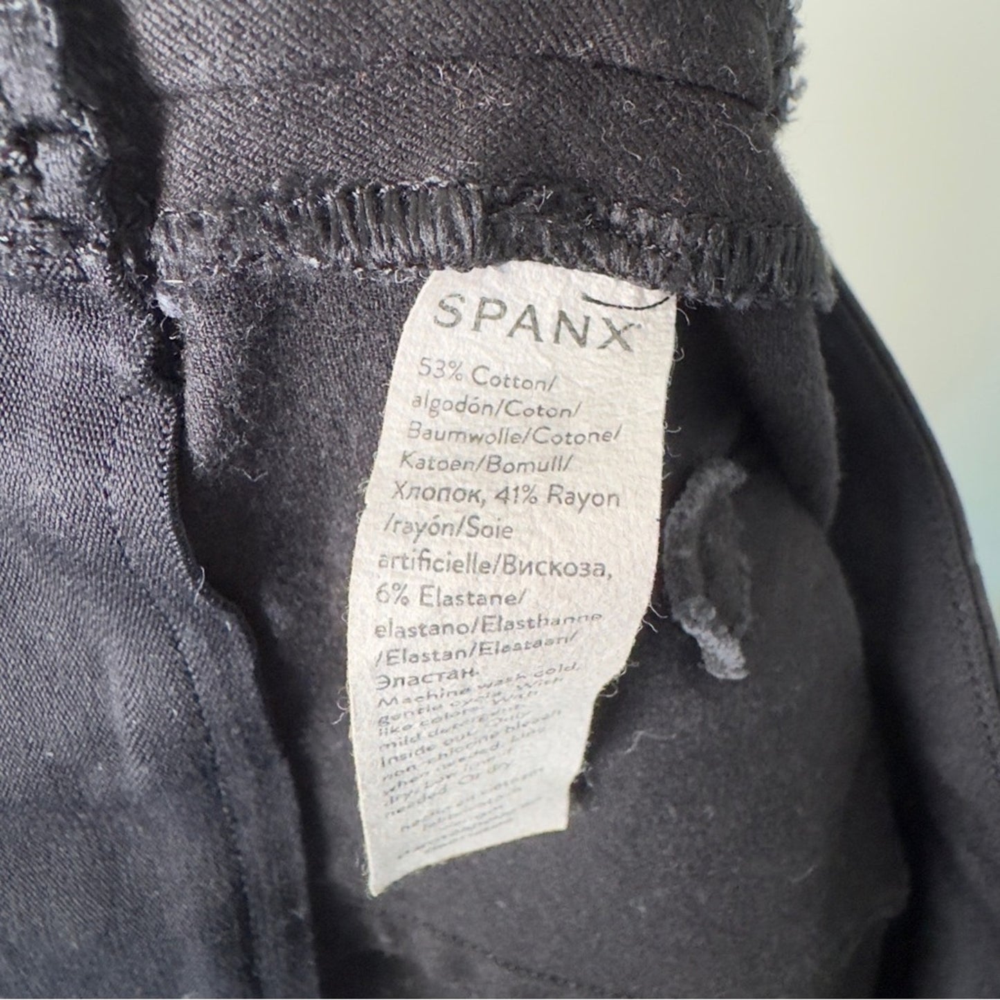 SPANX Black Stretch Chinos straight leg solid back pockets cotton casual elastic