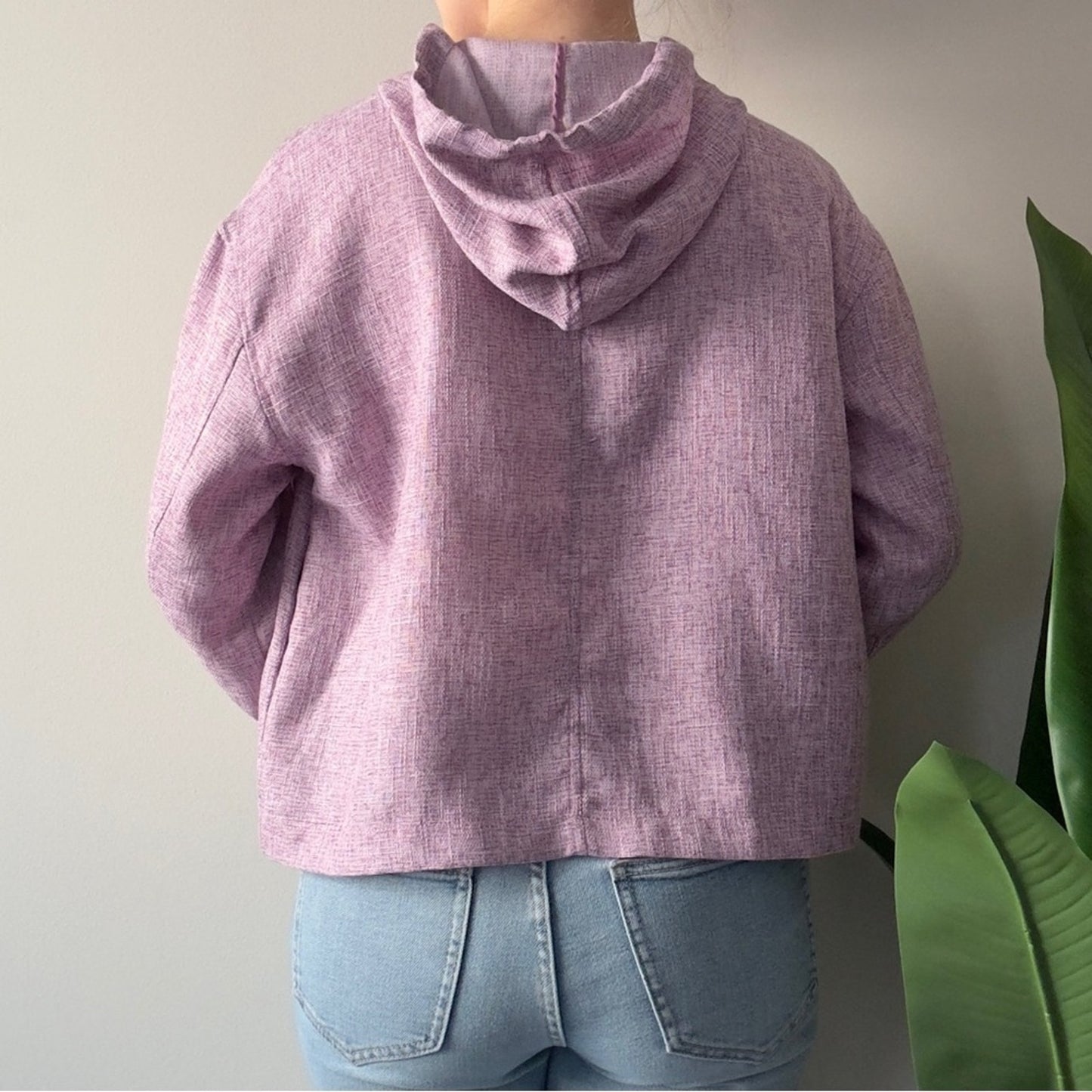 Anthropologie Avec Les Filles Lilac Hooded Jacket Full Zip Snap Drawstring hood