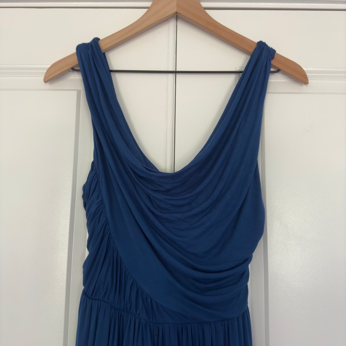 Anthropologie Deletta Pezza Jersey Dress Blue lined A-Line Sleveless Solid scoop