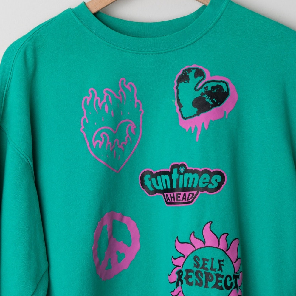 H&M Divided Graphic Crew Neck Sweatshirt Long Sleeve Mind Labs Fun Times Respect