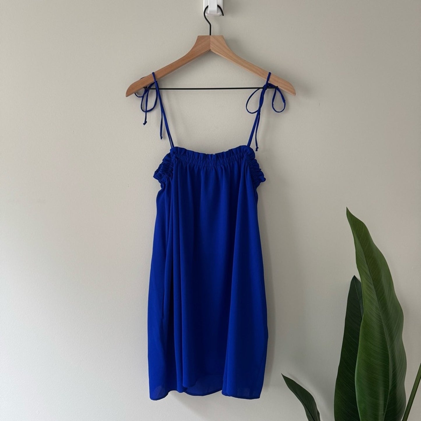 Show Me Your Mumu Angel Mini Dress Royal Blue Shift Tie spaghetti straps pockets