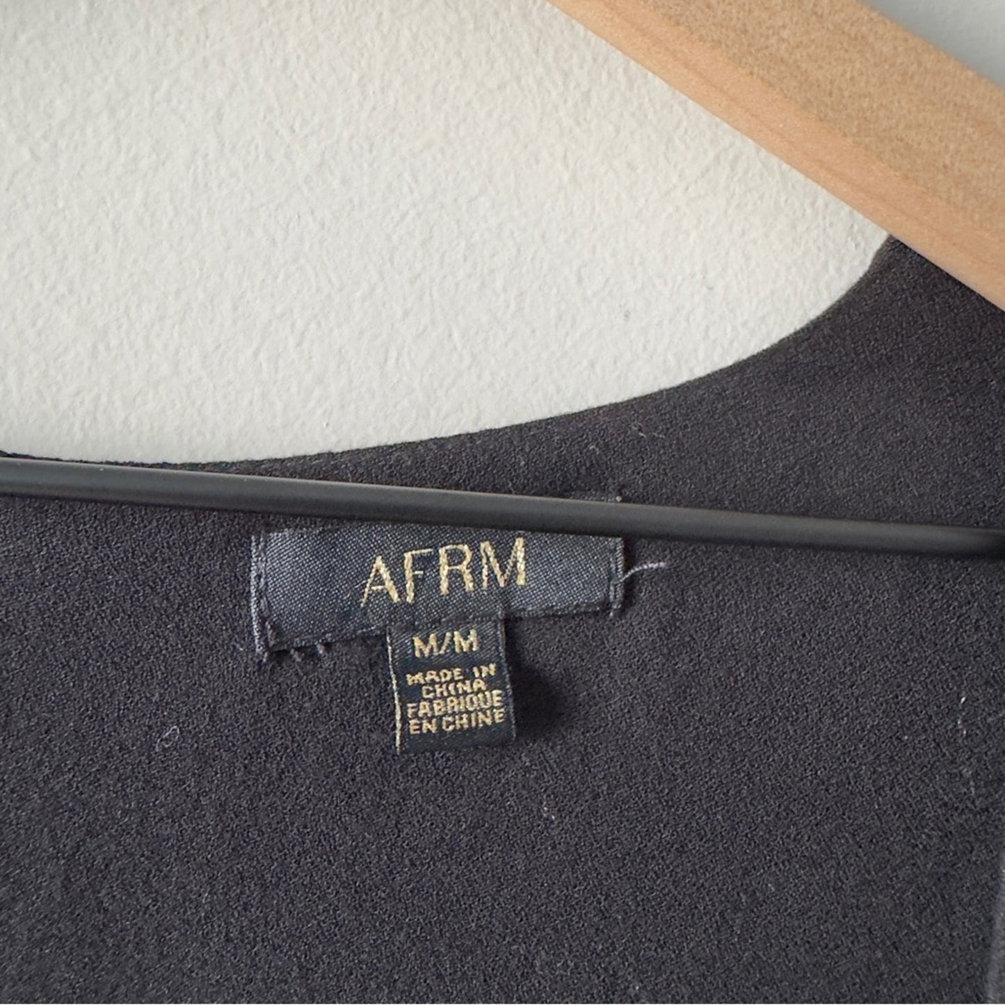 AFRM Revolve Black Babydoll Top Long Sleeve Zip Up Zipper Sweetheart Neckline M