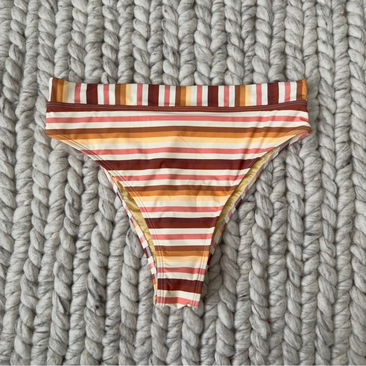 NWT Billabong Ray of Gold Swimsuit Bottoms Bikini Striped Stretch Beach Pool 12